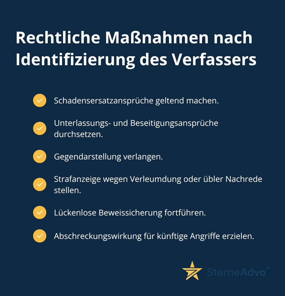 Checkliste mit rechtlichen Schritten nach erfolgreicher Identifizierung eines Kununu-Verfassers - kununu bewertung löschen lassen